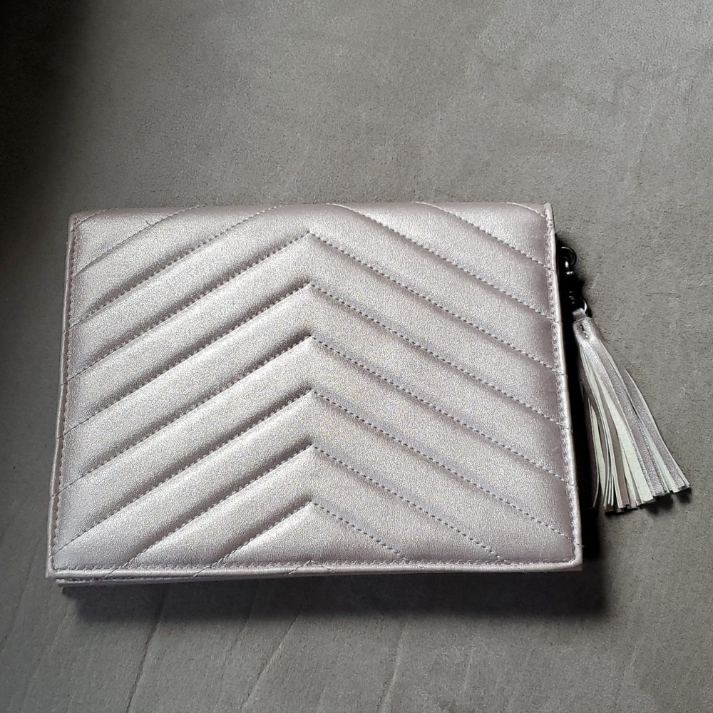 Neiman Marcus Faux Leather Metallic Clutch - Picture 2 of 5